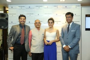 Abhay Mehta and Naresh M Mehta, Partner Mehta jewellery, Actress Tapsee Pannu and Mr. Sachin Jain, President Forevermark
